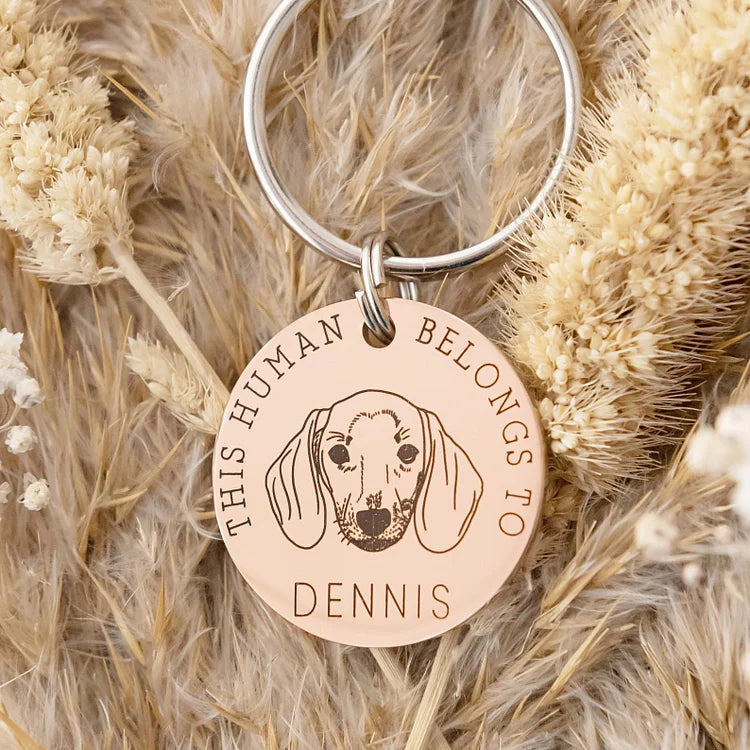 This Human Belongs To, Personalized Pet Keyring