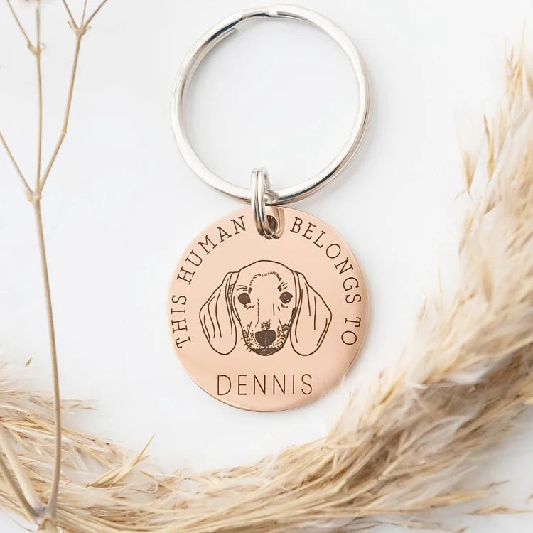 This Human Belongs To, Personalized Pet Keyring