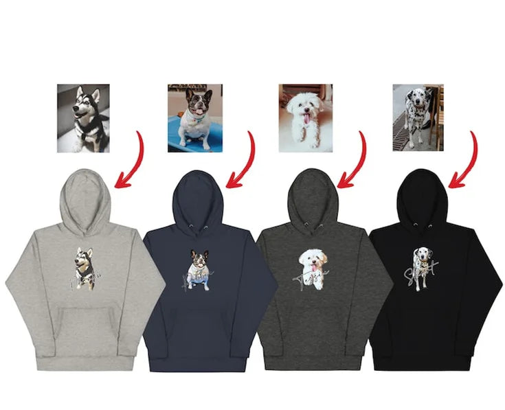 Custom Pet Photo Oil-Painted Effect Printed T-shirt Sweatshirt Hoodie