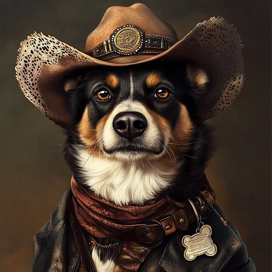 Cowboy Times: Custom Pet Portrait Canvas