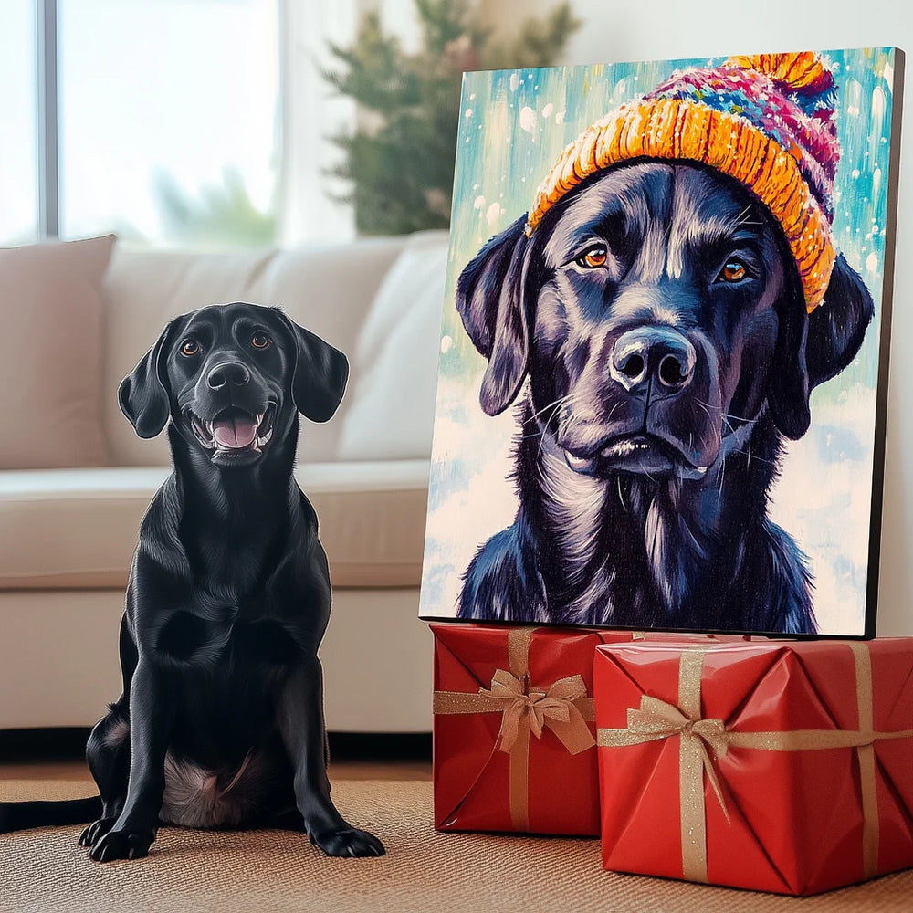 Large Size | Christmas Series: Woolen Knit Cap Pet Canvas