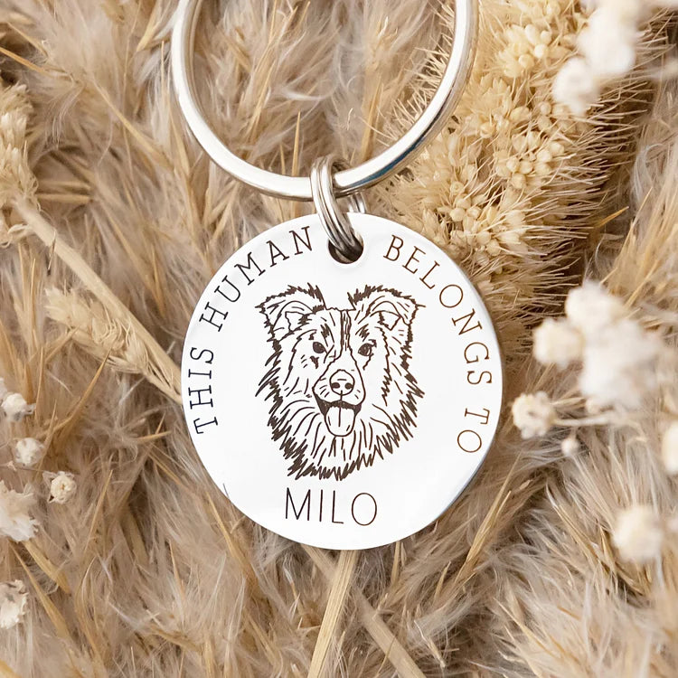 This Human Belongs To, Personalized Pet Keyring