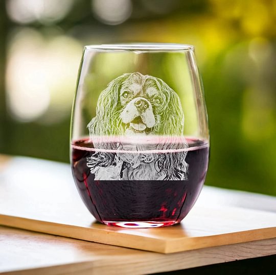 Custom Photo Rock Glass｜Engraved Dog Picture｜Whiskey Glass