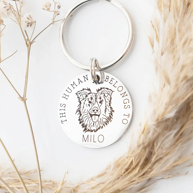 This Human Belongs To, Personalized Pet Keyring