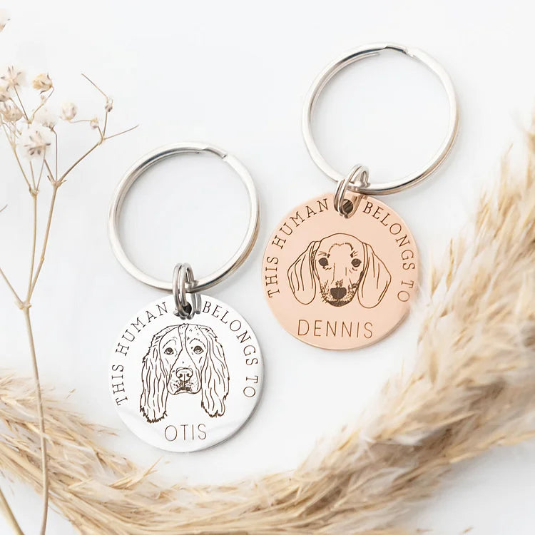 This Human Belongs To, Personalized Pet Keyring