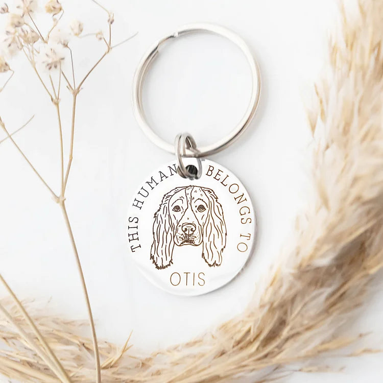 This Human Belongs To, Personalized Pet Keyring