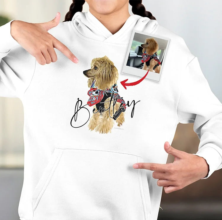 Custom Pet Photo Oil-Painted Effect Printed T-shirt Sweatshirt Hoodie