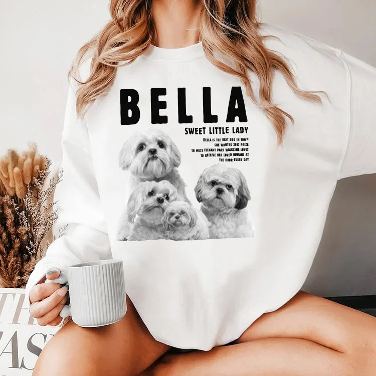 Custom Retro Pet Photo T-shirt Sweatshirt Hoodie | Personalize with Your Pet's Photos, Name, and Words